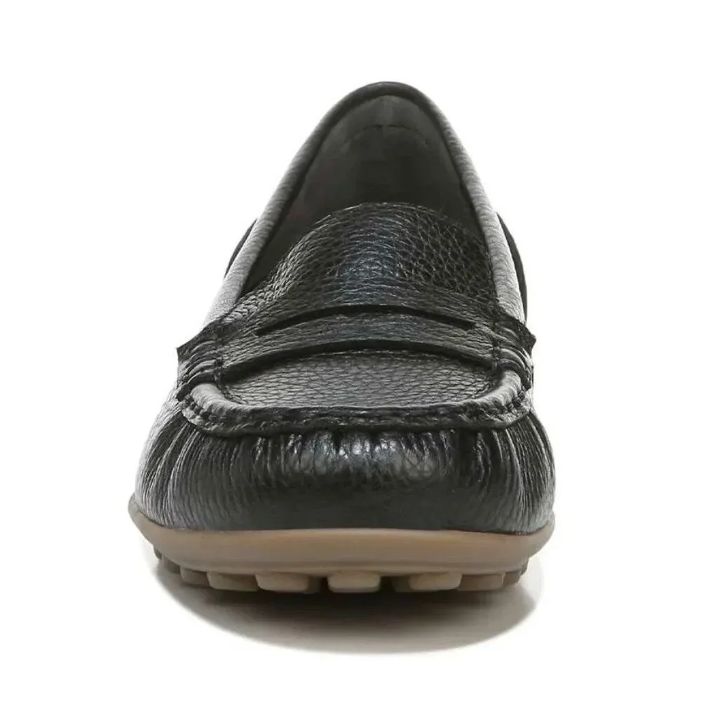 VIONIC MARCY Leather Supportive Moccasin Loafer Flat Slip-On Black Size 6